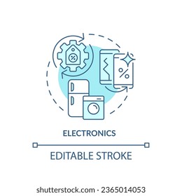 2D editable blue icon electronics concept, simple monochromatic isolated vector, C2C thin line illustration.