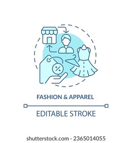 2D editable blue icon fashion and apparel concept, simple monochromatic isolated vector, C2C thin line illustration.