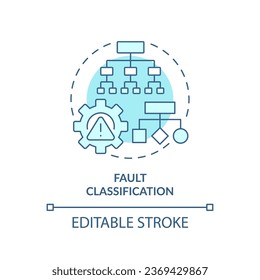 2D editable blue icon fault classification concept, isolated vector, predictive maintenance thin line monochromatic illustration.