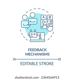 2D editable blue icon feedback mechanisms concept, monochromatic isolated vector, MOOC thin line illustration.