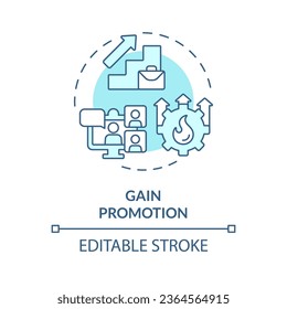 Concepto de promoción de ganancia de ícono azul editable 2D, vector aislado monocromático, ilustración de línea delgada MOOC.