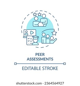 2D editable blue icon peer assessments concept, monochromatic isolated vector, MOOC thin line illustration.