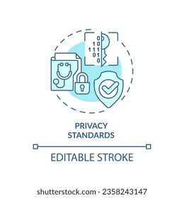 2D editable blue icon privacy standards concept, isolated monochromatic vector, health interoperability resources thin line illustration.