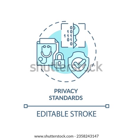 2D editable blue icon privacy standards concept, isolated monochromatic vector, health interoperability resources thin line illustration.