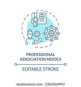2D editable blue icon professional association MOOCs concept, monochromatic isolated vector, MOOC thin line illustration.
