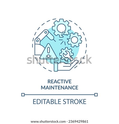 2D editable blue icon reactive maintenance concept, isolated vector, predictive maintenance thin line monochromatic illustration.