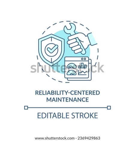 2D editable blue icon reliability centered maintenance concept, isolated vector, predictive maintenance thin line monochromatic illustration.
