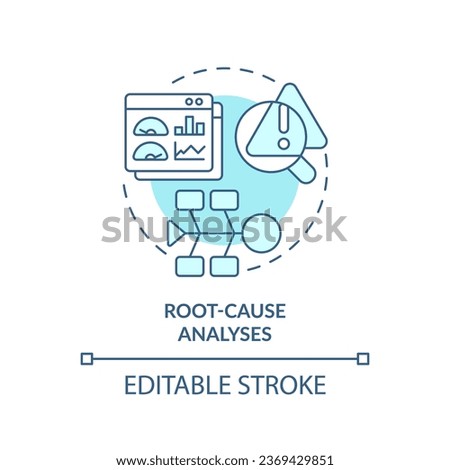 2D editable blue icon root cause analysis concept, isolated vector, predictive maintenance thin line monochromatic illustration.
