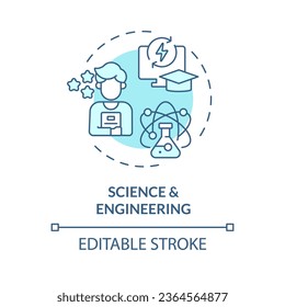 2D editable blue icon science and engineering concept, monochromatic isolated vector, MOOC thin line illustration.