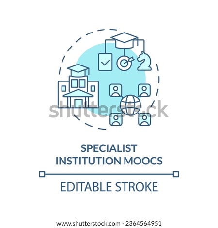 2D editable blue icon specialist institution MOOCs concept, monochromatic isolated vector, MOOC thin line illustration.