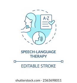 2D editierbares Sprachtherapie-Konzept für blaue Ikone, einfache einzelne Vektorgrafik, Dyslexia dünne Linie.