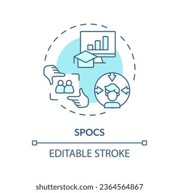 2D editable blue icon SPOCs concept, monochromatic isolated vector, MOOC thin line illustration.
