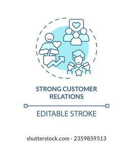 2D editable blue icon strong customer relations concept, isolated vector, mindful entrepreneurship thin line illustration.