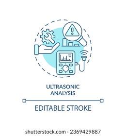 2D editable blue icon ultrasonic analysis concept, isolated vector, predictive maintenance thin line monochromatic illustration.