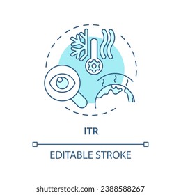 2D editable blue ITR icon, monochromatic isolated vector, climate metrics thin line illustration.
