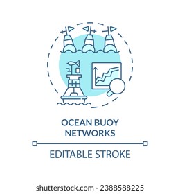 Icono de redes de boyas azules editables en 2D, vector aislado monocromático, métrica climática, ilustración de línea delgada.