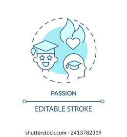 2D editable blue passion icon, monochromatic isolated vector, thin line illustration representing extracurricular activities.