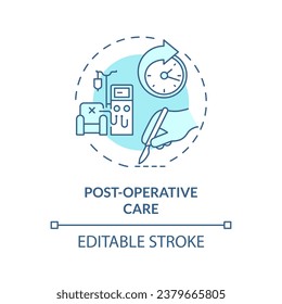 2D editable blue post operative care icon, simple isolated monochromatic vector, medical tourism thin line illustration.