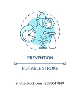 2D editable blue prevention icon, monochromatic isolated vector, integrated pest management thin line illustration.