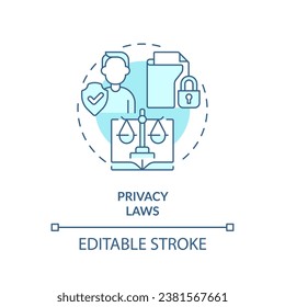 2D editable blue privacy laws icon, monochromatic isolated vector, cyber law thin line illustration.