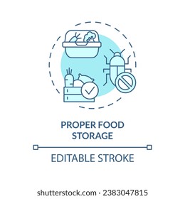 2D editable blue proper food storage icon, monochromatic isolated vector, integrated pest management thin line illustration.