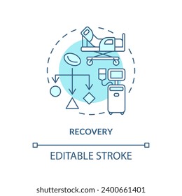 2D editable blue recovery icon, monochromatic isolated vector, thin line illustration representing cell therapy.