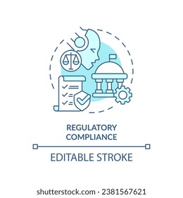 2D editable blue regulatory compliance icon, monochromatic isolated vector, cyber law thin line illustration.