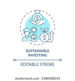 2D editable blue sustainable investing icon, monochromatic isolated vector, climate metrics thin line illustration.