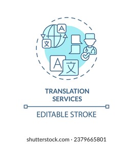 2D editable blue translation services icon, simple isolated monochromatic vector, medical tourism thin line illustration.