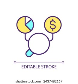 2D editable business process efficiency icon representing cognitive computing, isolated vector, thin linear illustration.