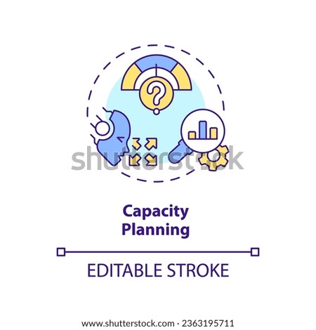 2D editable capacity planning icon representing AI ops, isolated vector, multicolor thin line illustration.
