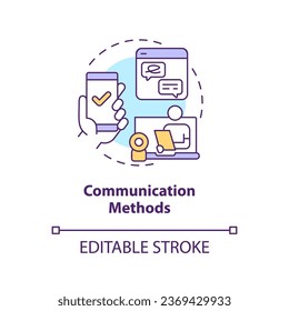 2D editable communications methods thin line icon concept, isolated vector, multicolor illustration representing online therapy.