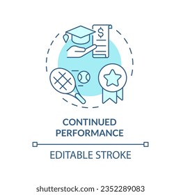 2D editable continued performance blue thin line icon concept, isolated vector, illustration representing athletic scholarship.