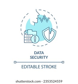 2D editable data security thin line blue icon concept, isolated vector, illustration representing voice assistant.