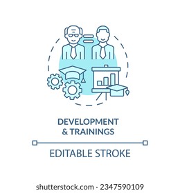 2D editable development and trainings thin line icon concept, isolated vector, blue illustration representing unretirement.