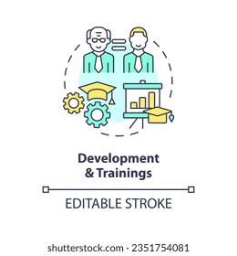 2D editable development and trainings thin line icon concept, isolated vector, multicolor illustration representing unretirement.