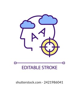 2D editable dyslexia in education icon representing dyslexia, isolated vector, multicolor thin line illustration.