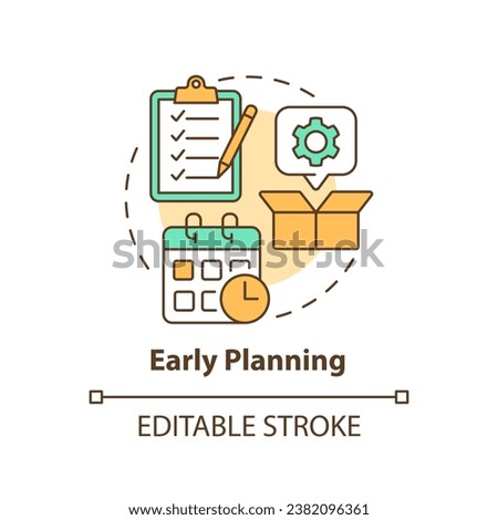 2D editable early planning icon representing moving service, simple isolated vector, multicolor thin line illustration.