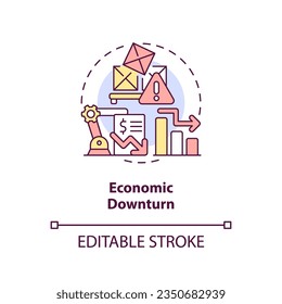 2D editable economic downturn thin line icon concept, isolated vector, multicolor illustration representing overproduction.