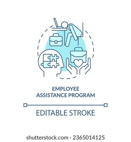 2D editable employee assistance program thin line blue icon concept, isolated vector, monochromatic illustration representing online therapy.