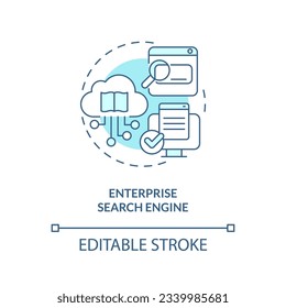 2D editable enterprise search engine line blue icon concept, isolated vector, monochromatic illustration representing knowledge management.