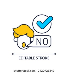 2D editable establish boundaries icon representing parenting children with health issues, isolated vector, thin line illustration.