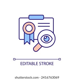 2D editable expert profiles thin line icon, isolated vector, multicolor illustration representing knowledge management.