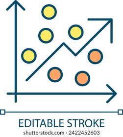 Icono de predicción de fallos editable 2D que representa el mantenimiento predictivo, vector aislado, ilustración de línea delgada multicolor.