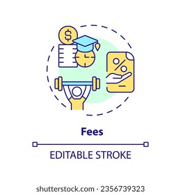 2D editable fees thin line icon concept, isolated vector, multicolor illustration representing athletic scholarship.