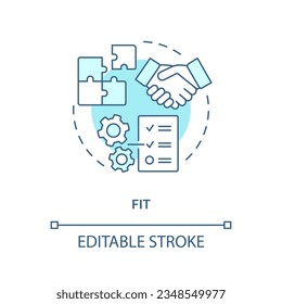 2D editable fit thin line icon concept, isolated vector, blue illustration representing vendor management.