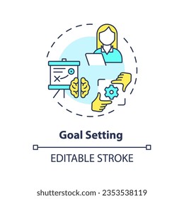 2D editable goal setting thin line icon concept, isolated vector, multicolor illustration representing behavioral therapy.