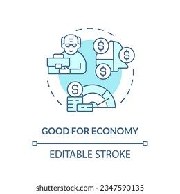 2D editable bueno para el concepto de icono de la línea delgada de la economía, vector aislado, ilustración azul que representa la no jubilación.