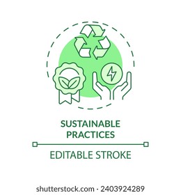 2D editable green sustainable practices icon, monochromatic isolated vector, thin line illustration representing environmental psychology.