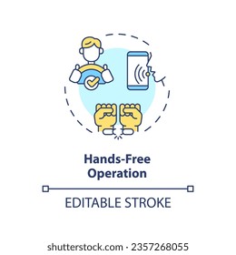 2D editable hands-free operation thin line icon concept, isolated vector, multicolor illustration representing voice assistant.